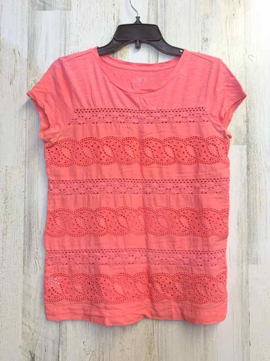 LOFT Tops Size S SALMON Stripe CAP SLEEVE TOP