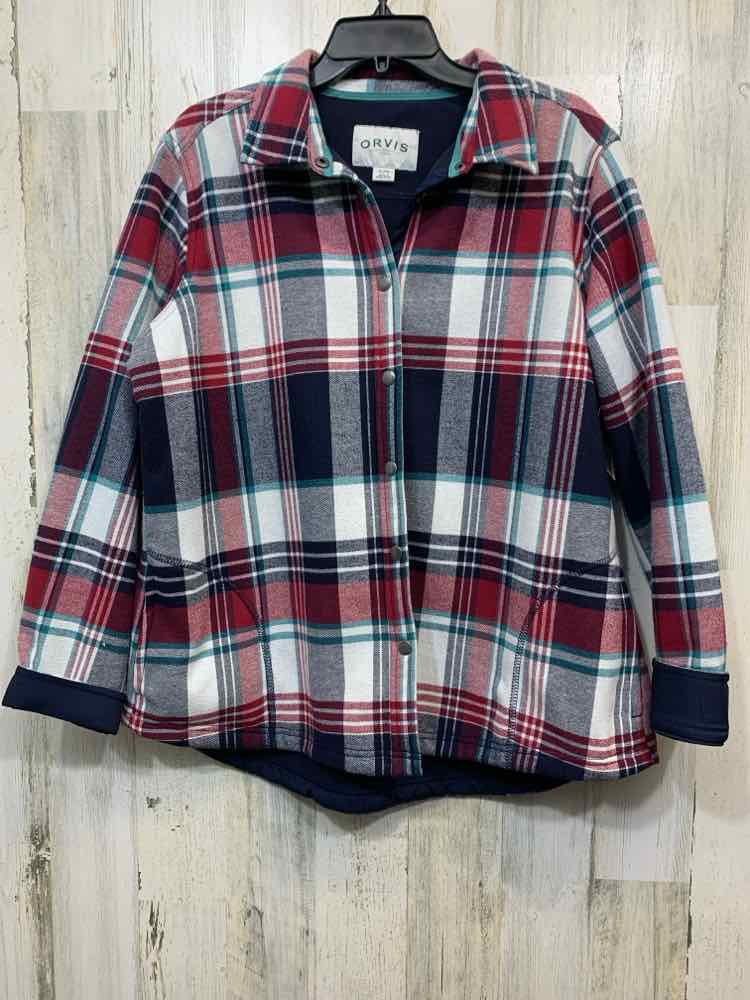 PRE-OWNED ORVIS JACKETS / COATS Size XL WINE/TEAL/WHITE/NAVY Plaid Jacket/WINE