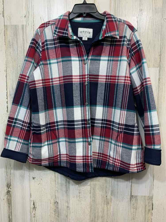 PRE-OWNED ORVIS JACKETS / COATS Size XL WINE/TEAL/WHITE/NAVY Plaid Jacket/WINE