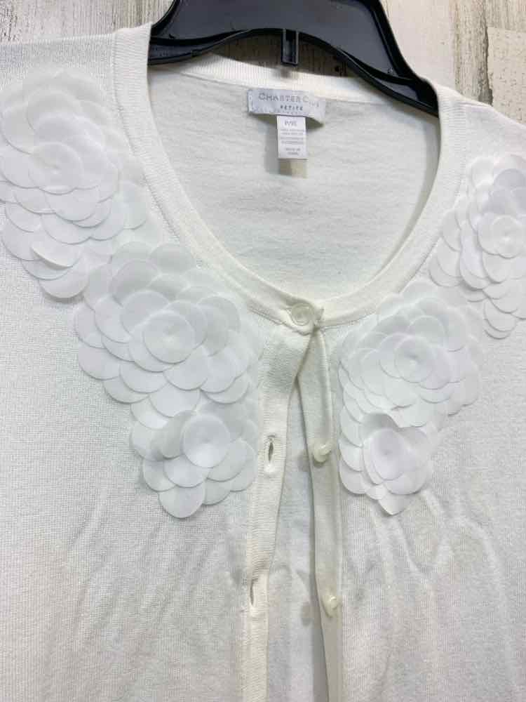 PRE-OWNED CHARTER CLUB Tops Size PXL Cream Solid Cardigan/FLORAL BUTTON DOWN