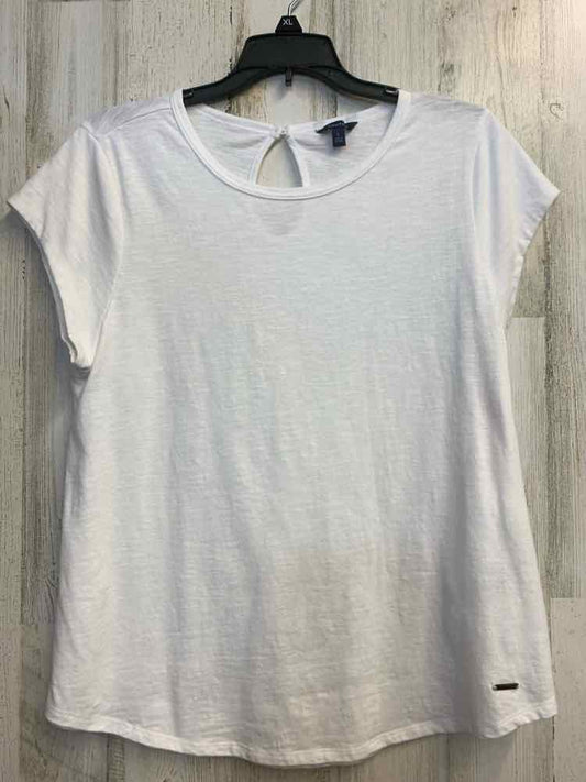 PRE-OWNED NAUTICA Tops Size L White Solid SHORT SLEEVES TOP/WHITE SHORT SLEEVE U