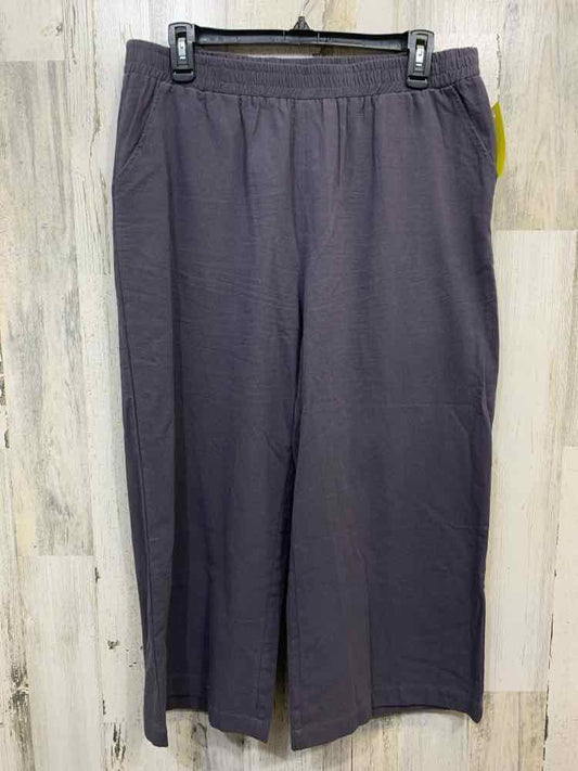 PRE-OWNED Size XL LES UMES Gray COTTON Solid CROP Pants/CROPPED COTTON HIGH WAIS