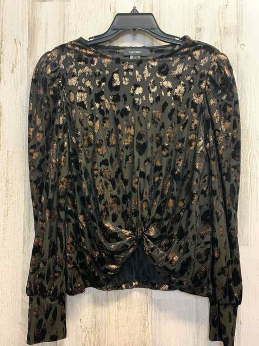 NWT KAREN KANE Tops Size S BLK/COPPER LEOPARD LONG SLEEVES TOP