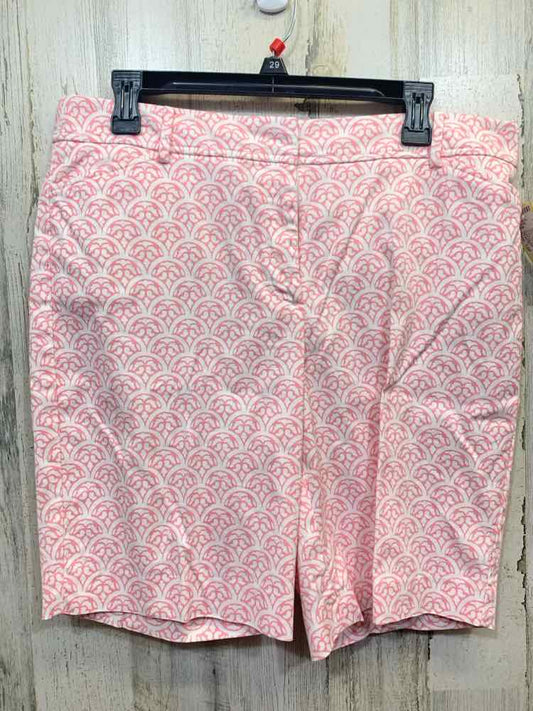 PRE-OWNED Size 12P TALBOTS BOTTOMS FLAT FRONT WHT/PNK SCALLOPED PRINT SHORTS