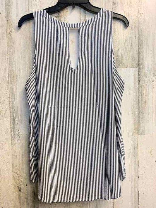 PRE-OWNED OLD NAVY Tops Size M GRAY/WHT Stripe SLEEVELESS TOP
