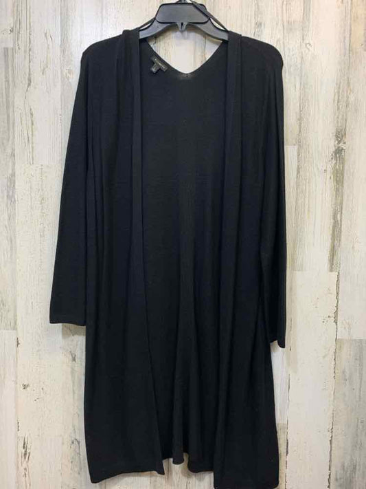PRE-OWNED TALBOTS Tops Size L Black Solid CARDIGAN Cardigan/OPEN FRONT BLACK CAR