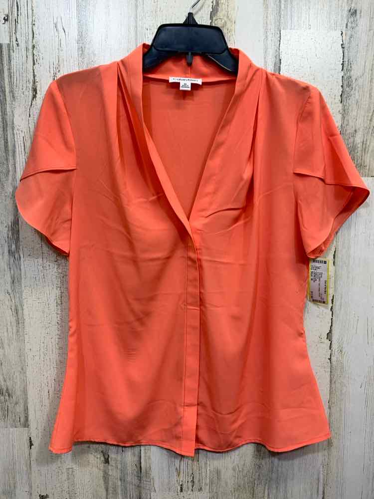 PRE-OWNED CALVIN KLIEN Tops Size M Orange SHORT SLEEVES Blouse