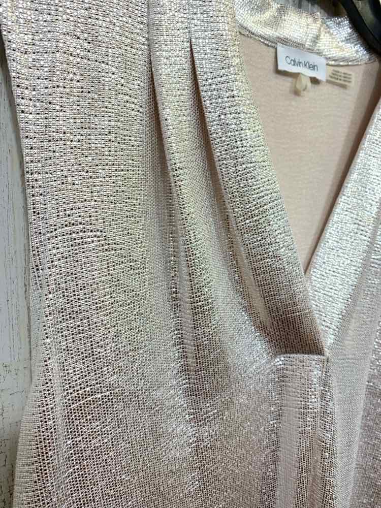PRE-OWNED CALVIN KLIEN Size L Tops Gold SLEEVELESS Blouse