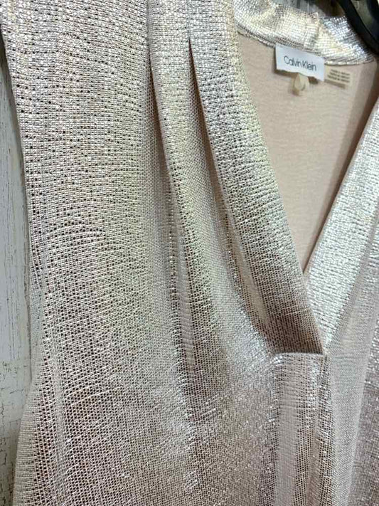 PRE-OWNED CALVIN KLIEN Size L Tops Gold SLEEVELESS Blouse