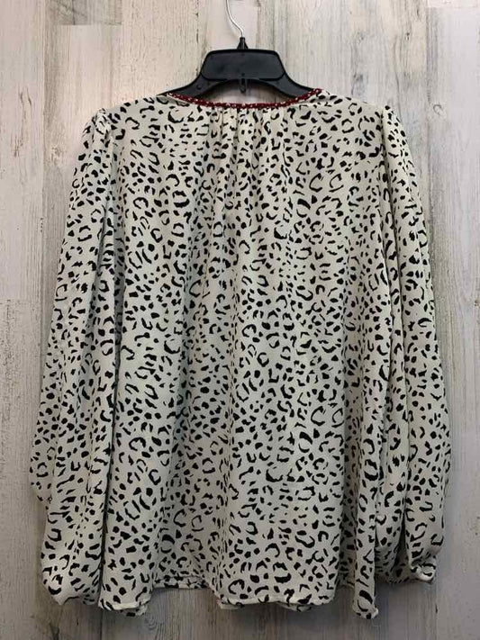 ODDY Tops Size S WHT/BLK/WINE CHEETAH PRINT LONGSLEEVE TOP