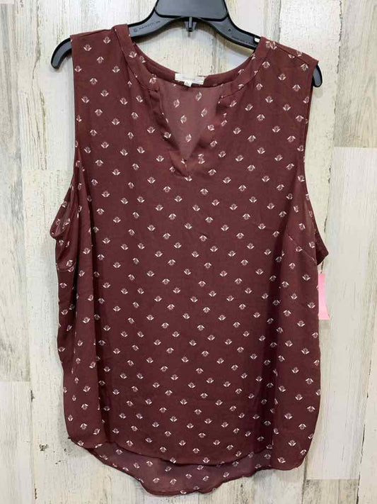 PRE-OWNED MAURICES PLUS SIZES Size 2X  Floral WINE SLEEVELESS V NECK Blouse