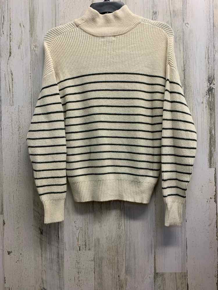 PRE-OWNED MASON & BELLE Tops Size S CREAM/BLACK Stripe LONG SLEEVES Sweater/CREA