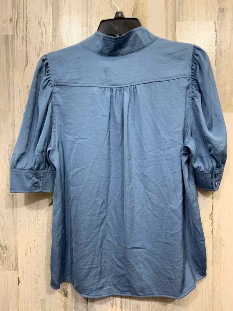 NWT CALVIN KLIEN Tops Size PL Blue Solid BUTTON DOWN Blouse