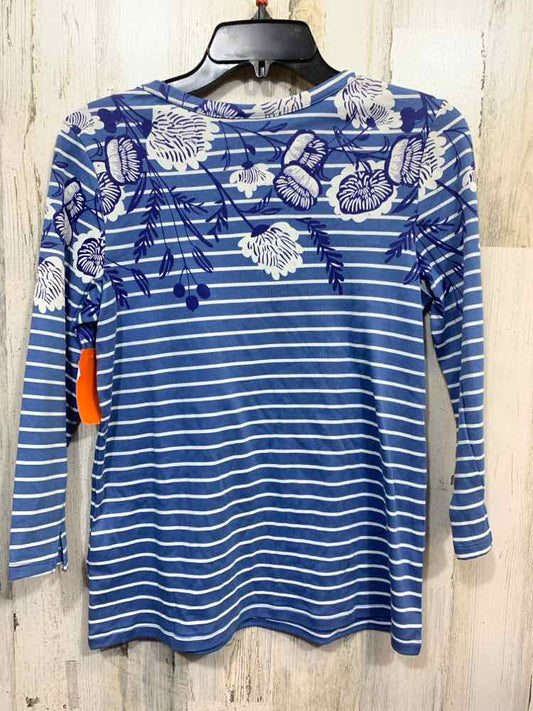 NWT STYLE & CO Tops Size PM LGT BLU/BLU/WHT STRIPE/FLORAL 3/4 SLEEVE Blouse