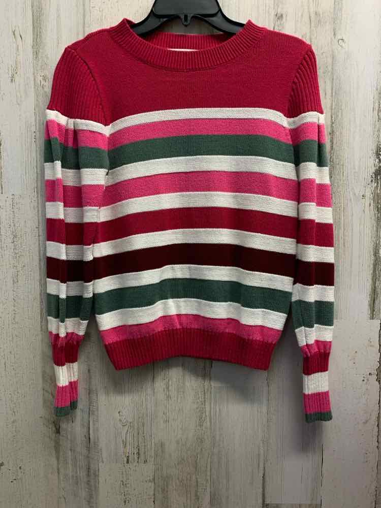 PRE-OWNED LOFT Tops Size M FUCH/WHITE/PINK/GREEN STRIPES SWEATER TOP/LONG SLEEVE