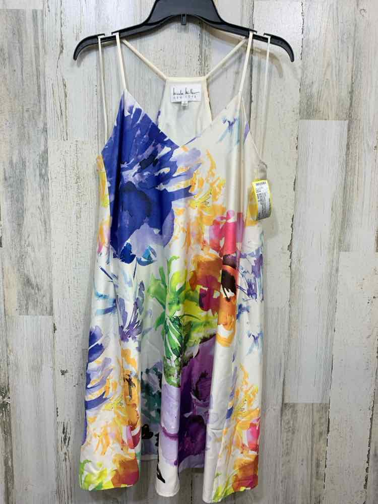 PRE-OWNED NICOLE MILLER Dresses and Skirts Size 6 WHT/BLU/GRN/BRN Floral Dress