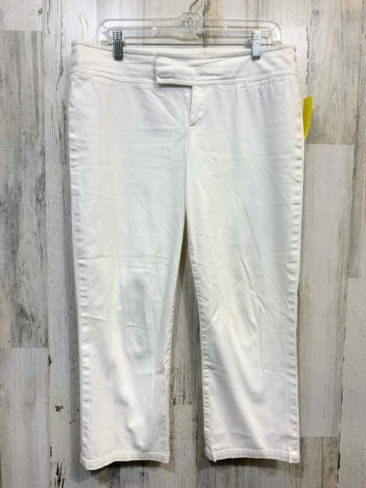 PRE-OWNED Size 10 LILLY PULITZER BOTTOMS White Solid ANKLE Pants/WHITE ANKLE PAN