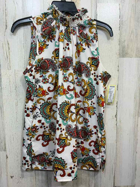 PRE-OWNED MILEAGE Tops Size L WHT/YLW/RED/BLU/BLK Paisley SLEEVELESS Blouse