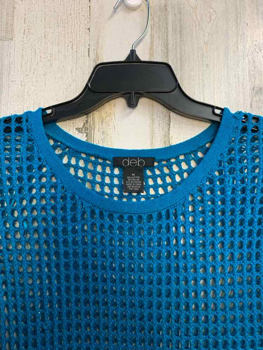 PRE-OWNED DEB Tops Size M Blue SHORT SLEEVES TOP/CROCHET TOP