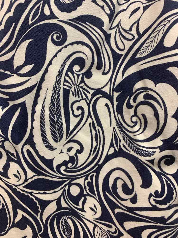 PRE-OWNED Size 12 TALBOTS BOTTOMS WHITE/NAVY Paisley CAPRI CAPRI/PERFECT CROP CA