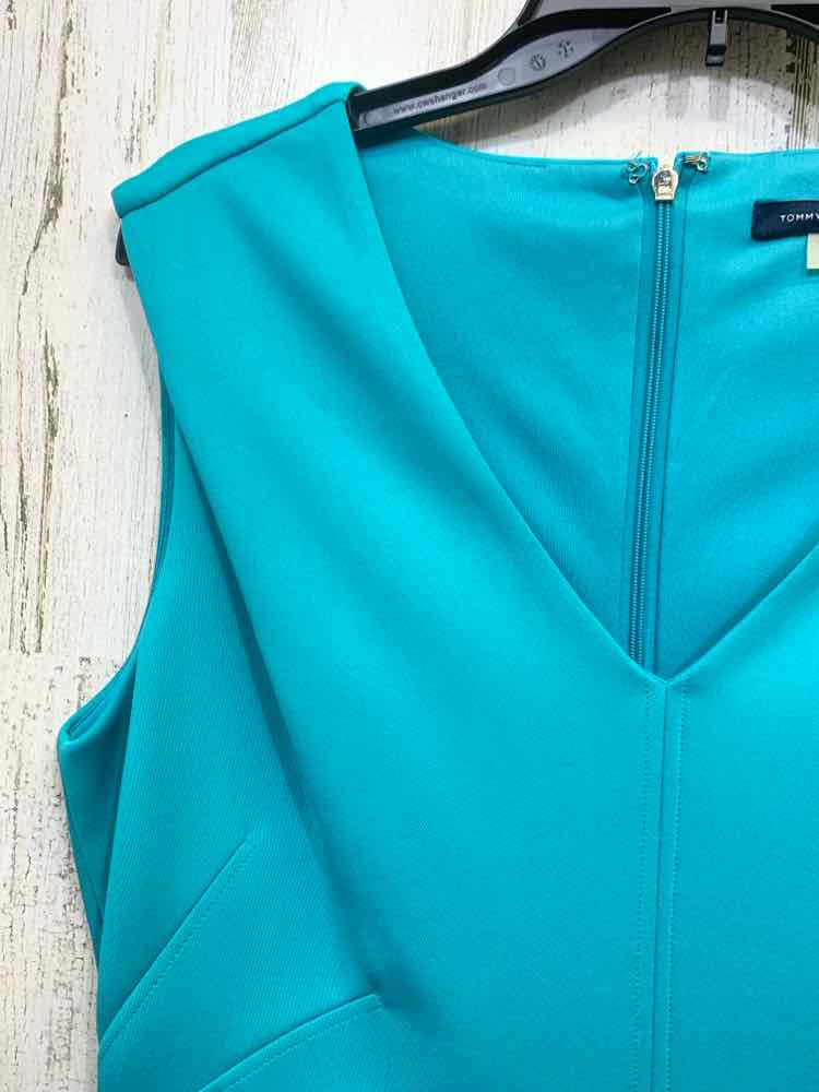 PRE-OWNED TOMMY HILFIGER Dresses and Skirts Size 10 Teal Solid SHEATH Dress/TEAL