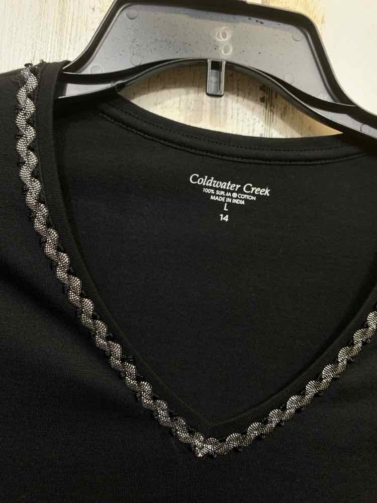 NWT COLDWATER CREEK Size L Tops Black LONG SLEEVES Blouse