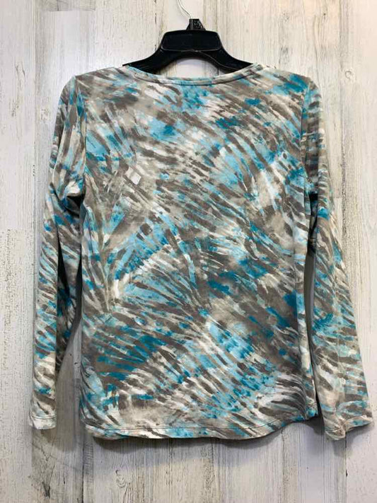 PRE-OWNED CHICO'S Tops Size 0 GRY/BLUE LONG SLEEVES TOP