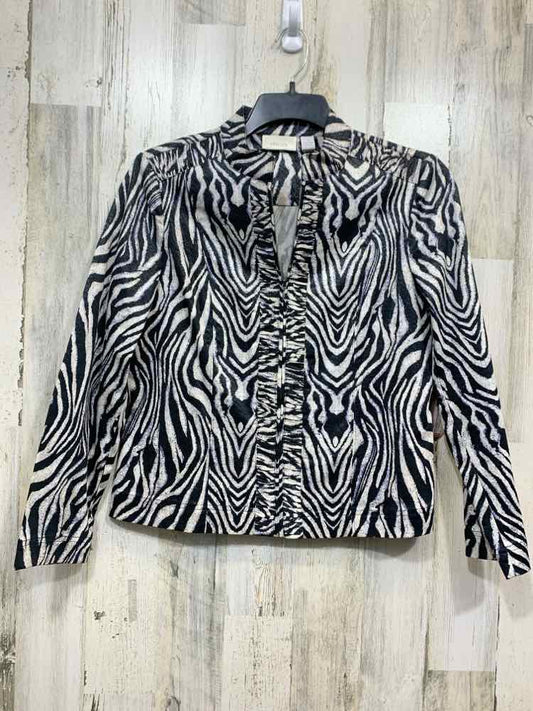 CHICO'S/ZEBRA-PRINT RUCHED ZIP FRONT JACKET