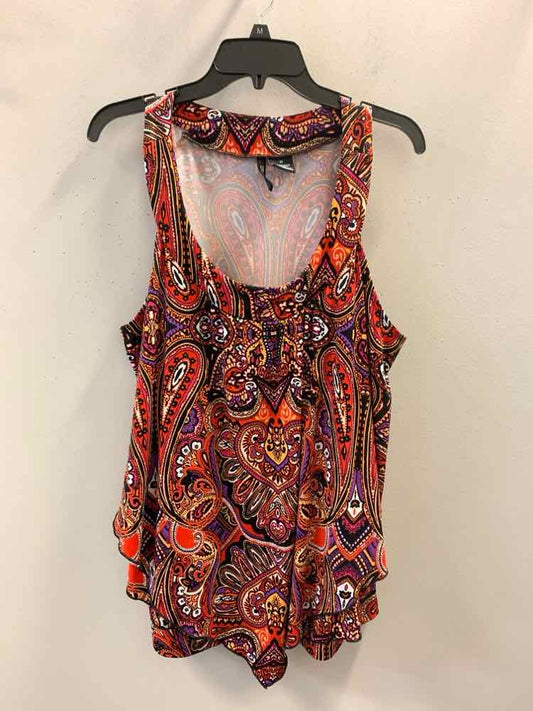 NEW DIRECTION PLUS SIZES Size 1X ORG/PURP/BLK/YLW/WHT/PNK Paisley SLEEVELESS TOP