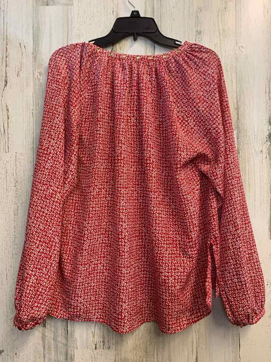 PRE-OWNED MICHAEL KORS Tops Size L RED/WHITE FLOWERS LONG SLEEVES TOP/LONG SLEEV