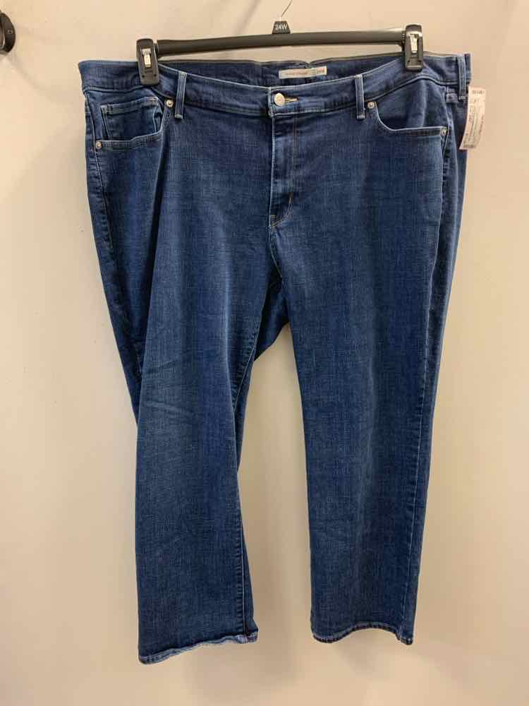 Size 24W Levi Strauss & Co PLUS SIZES DARK BLUE Denim STRAIGHT Jeans