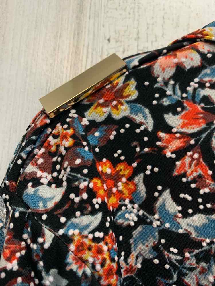 BY DESIGN Tops Size XL BLK/ORG/AQUA Floral LONG SLEEVES Shirt