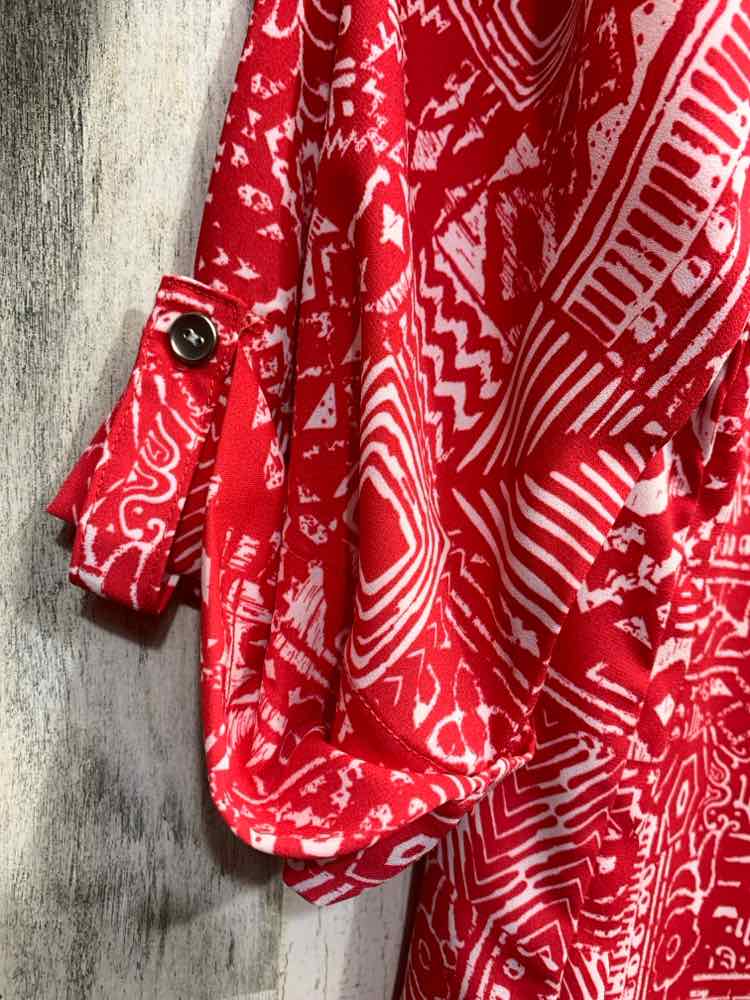 PRE-OWNED N TOUCH Tops Size L RED/WHITE 3/4 SLEEVE Blouse