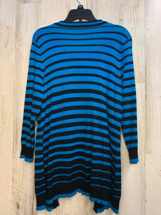 KIM ROGERS Tops Size S BRIGHT BLUE/BLK Stripe SWEATER Sweater