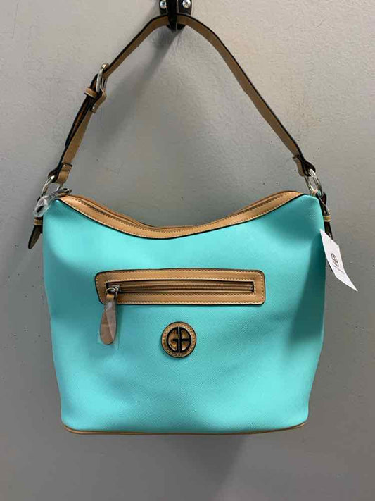 NWT GIANI BERNINI Fashion Handbags AQUA/TAN Purse