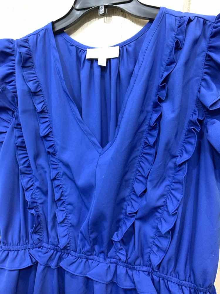 PRE-OWNED PINCH Dresses and Skirts Size L Royal Blue RUFFLES MIDI Dress/ROYAL BL