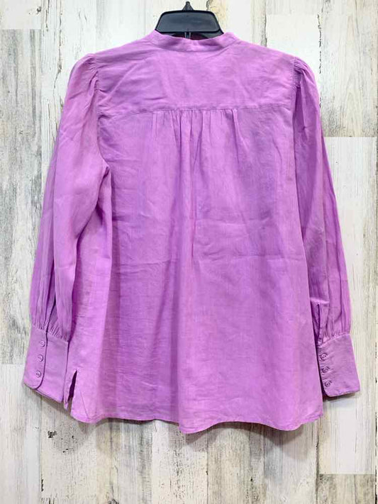 PRE-OWNED LOFT Tops Size M LAVENDAR Solid BUTTON UP TOP/LAVENDER LONG SLEEVE BUT