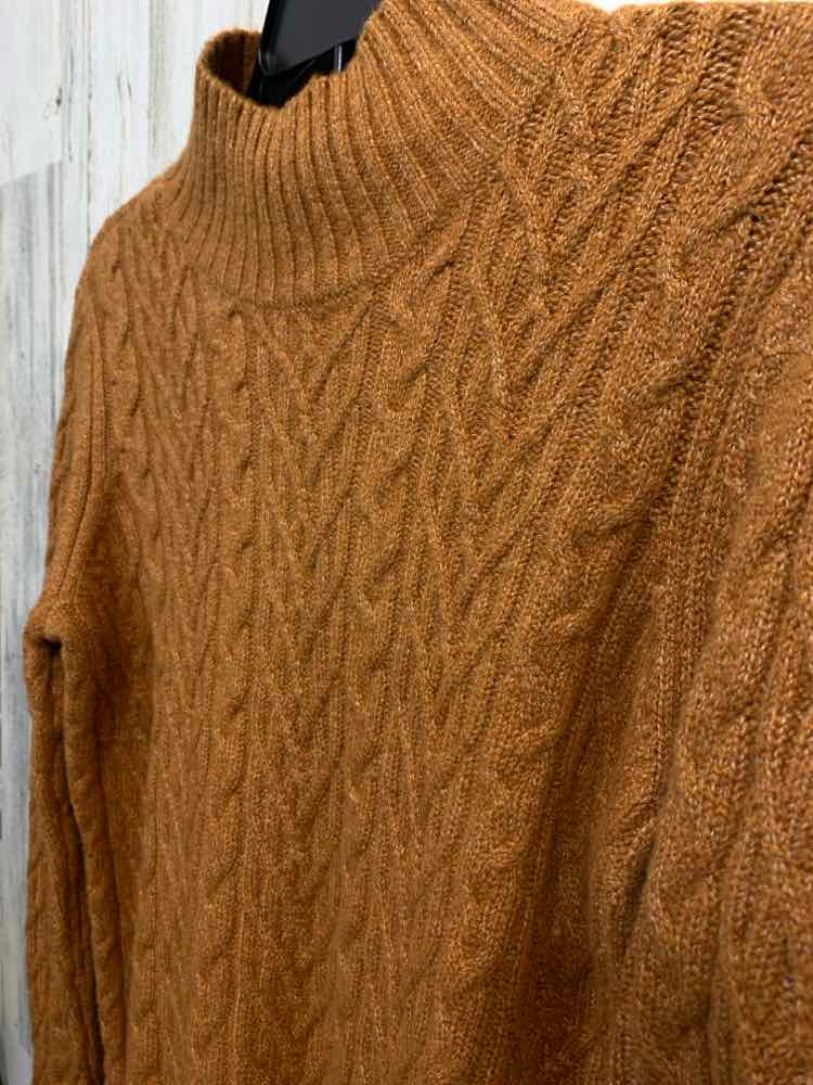 NWT ON 34TH Size XXS Tops Brown CABLE KNIT LONG SLEEVES MOCK NECK  SWEATER
