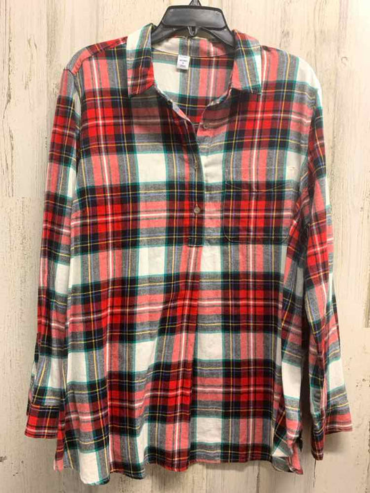 OLD NAVY Tops Size XL RED/WHT/BLK/GRN Plaid LONG SLEEVES Shirt
