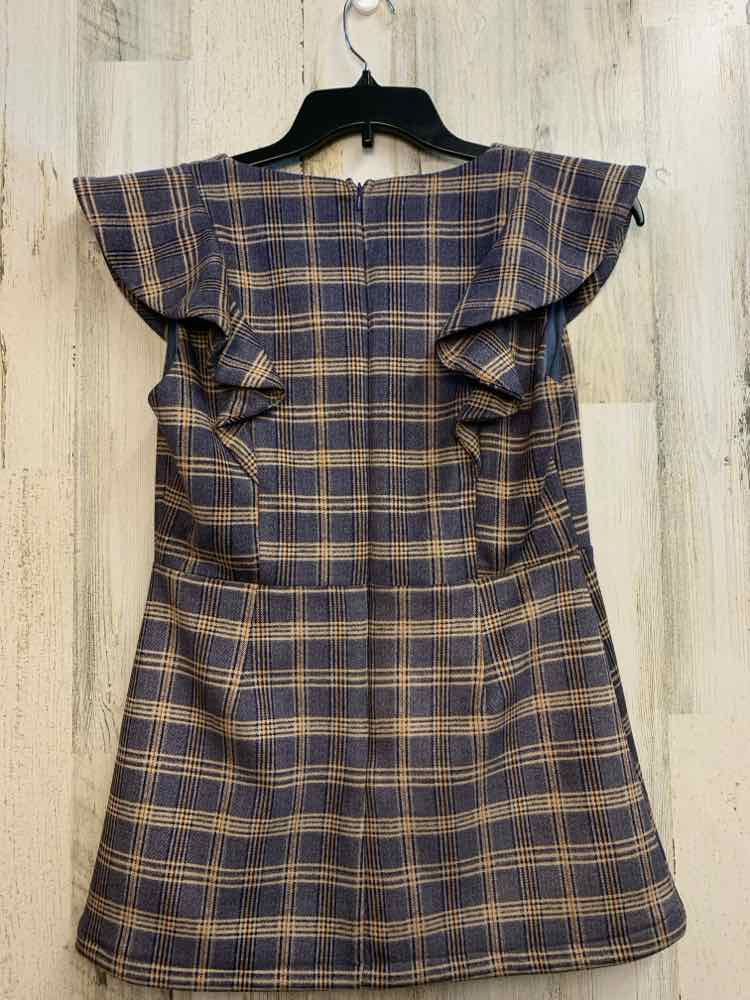 PRE-OWNED ALTER'D STATE Tops Size M BLUE/TAN Plaid SLEEVELESS TOP/TUNIC STYLE