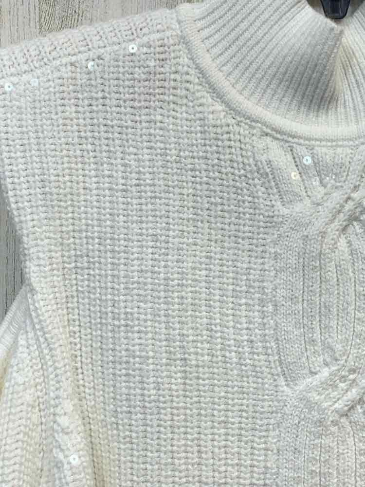 NWOT INC Size S Tops White SEQUINCE COLD SHOULDERS SWEATER