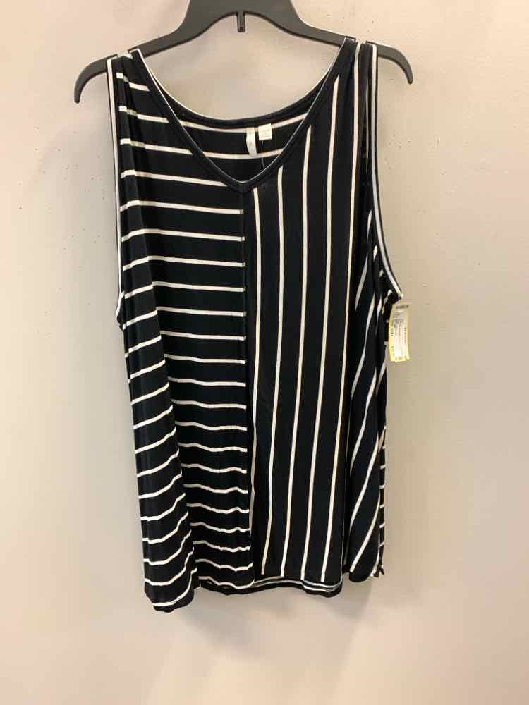 EST 1946 Size 22/24 BLK/WHT SLEEVELESS Stripe TOP