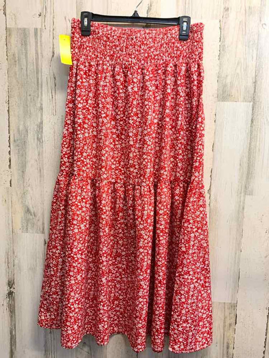 PRE-OWNED XL BOTTOMS RED/WHT Floral TIERED Maxi