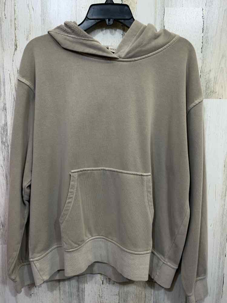 NWT ZENANA Size L Tops TAUPE LONG SLEEVES HOODED SWEATSHIRT