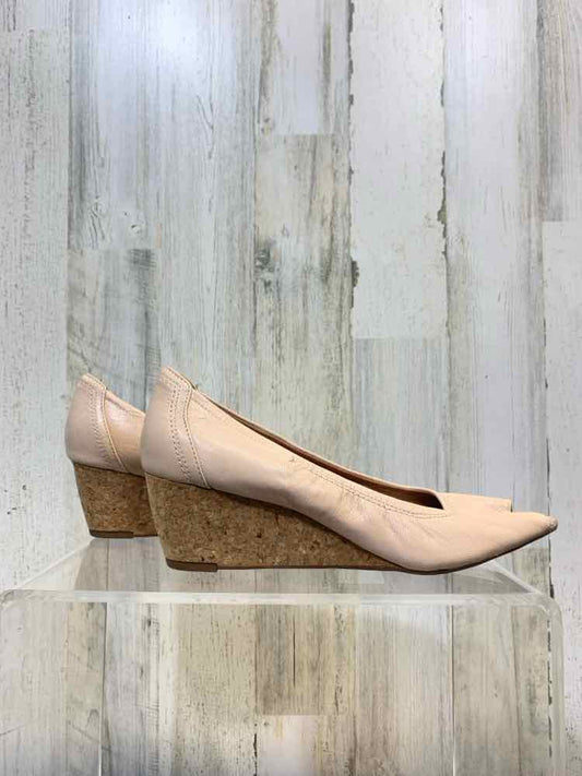 PRE-OWNED Cream Size 12 Shoes/WOMENS CLARK'S: CREAM LOW WEDGE SLIDE ONS