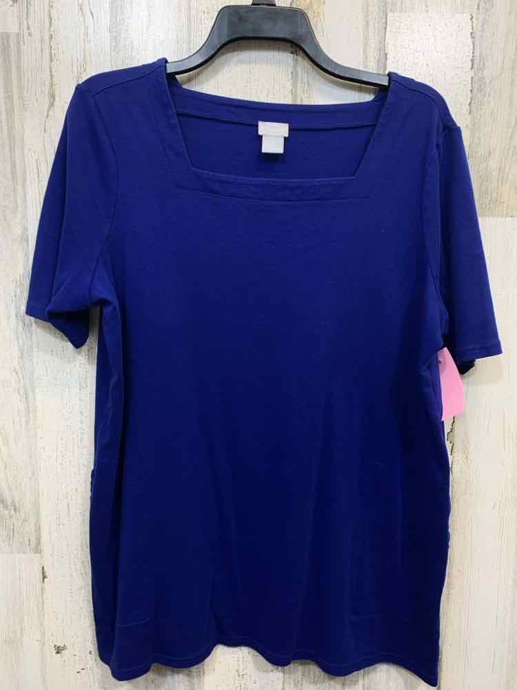 PRE-OWNED CHICO'S Tops Size 2 Royal Blue SHORT SLEEVES Blouse