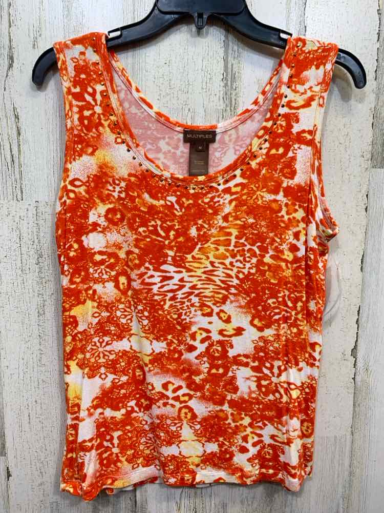 PRE-OWNED MULTIPLES Tops Size M ORANGE/YELLOW/WHITE CHEETAH TANK TOP Tank Top/OR