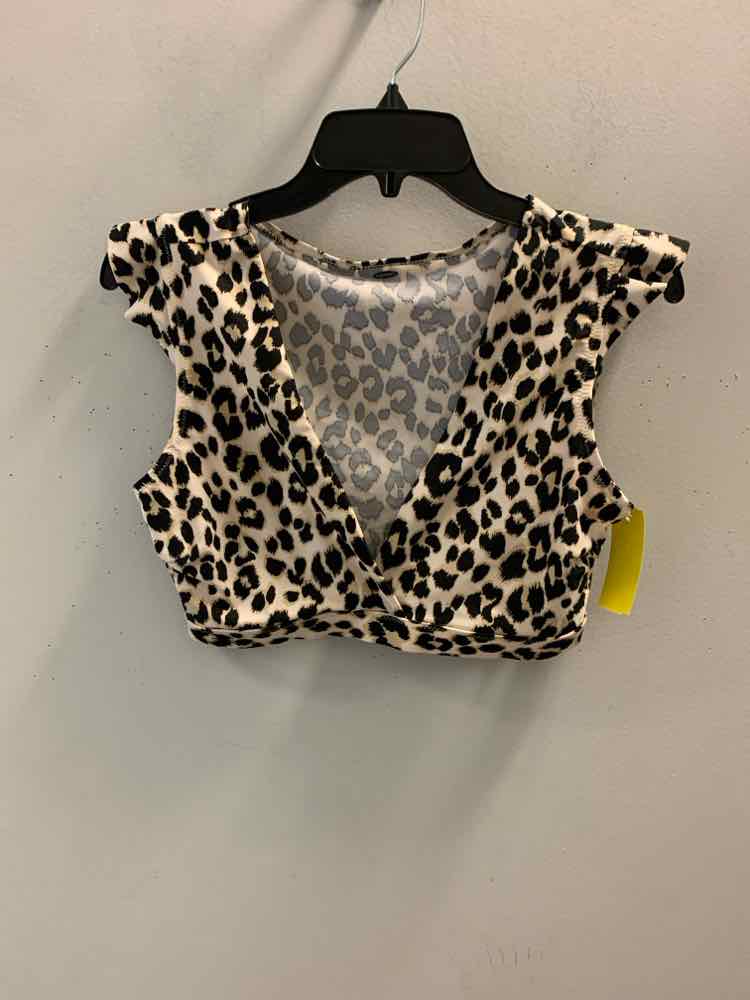 OLD NAVY Tops Size M BEG/BLK LEOPARD CROP TOP TOP