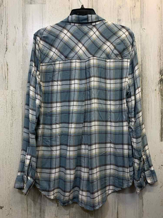 LUCKY Tops Size L LT BLU/GRY Plaid LONG SLEEVES Shirt