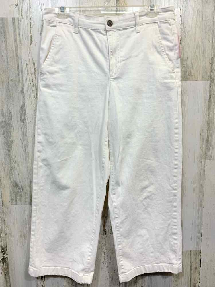 PRE-OWNED Size 8 ELLA MOSS BOTTOMS White Solid BARREL Pants/WHITE DENIM BARREL J